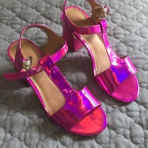 Urban Outfitter Christy Pink T-Strap Heel Size 8